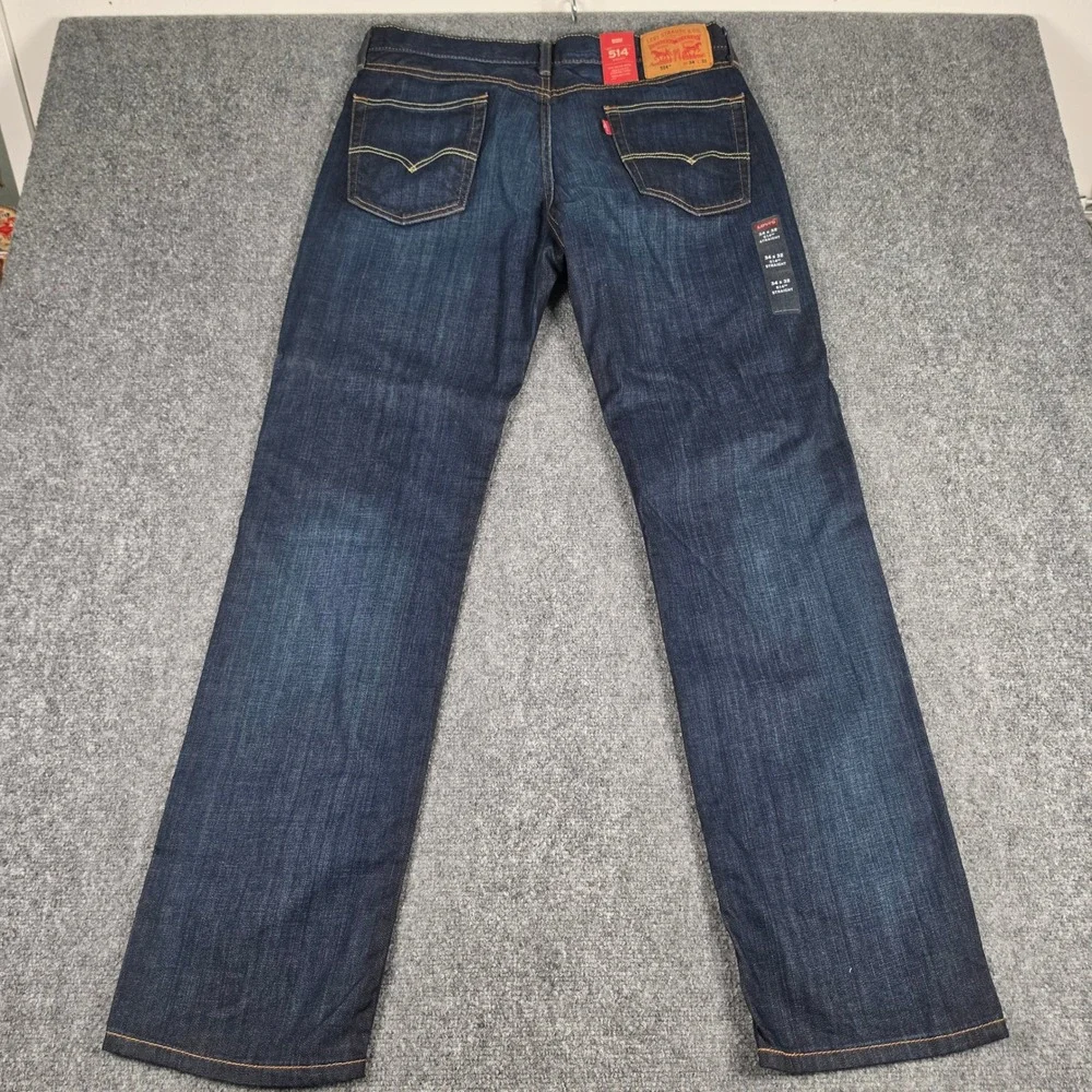 Levi's 514 Straight Fit Jeans Men 34x32 Dark Wash Denim 005140541 NWT